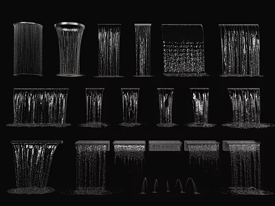 Various Architectural Components With Waterfall Designs For Building Drainage Systems 3d model