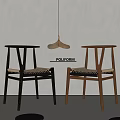 Modern POLIFORM Dining Chairs With Wooden Frame Woven Seat And V Shaped Backrest Design