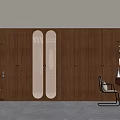 Modern Wooden Wardrobe Interior Design With Oval Woven Panels And Cabinet Doors