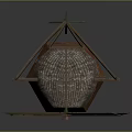 Wooden Windmill Model With Red Brick Body And Reflective Base On Dark Background
