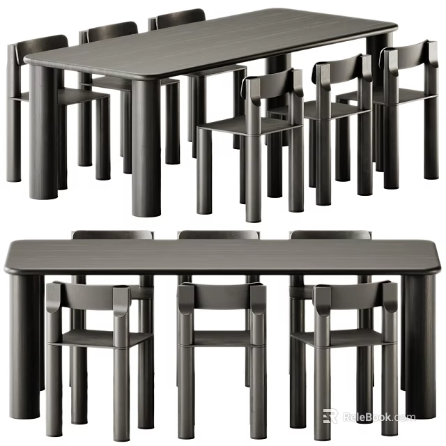 Modern Dining Table Set With Matching Chairs For Home Dining Room Use 3d model