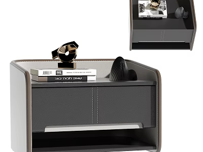 Modern Bedside Table With Drawer And Decorative Books On Top 3d model