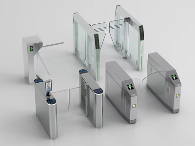 Public Facilities Security Turnstiles With Metal And Glass Design For Pedestrian Access Control Systems 3d model