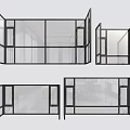 Modern Floor-to-Ceiling Windows with Black Frames Glass Panels and Different Angles 3d model