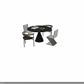 Modern Round Dining Table and Chairs Set with Wooden Armrests Book and Fruit Plate