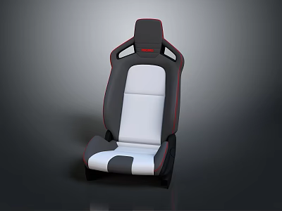 Modern Gray White Red Racing Style Seat With Contrast Stitching And Backrest Logo 3d model