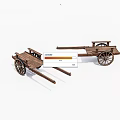 Two Traditional Wooden Hand Carts Featuring Flatbed Design Wheels And Handles