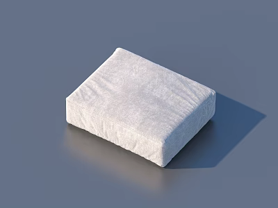 White Square Pillow With Textured Surface On Grey Background And Shadow 3d model