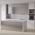 Modern Kitchen Design With Marble Backsplash Island Countertop And Sleek Cabinets 3d model