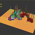 3D Underwater Scene With Colorful Corals Seaweed And Yellow Platform