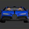 Luxury Blue Bugatti Supercar With Black Roof Orange Interior And Large Rear Spoiler