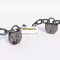 Handcrafted Stone Wood Padlocks And Linked Chains For Decorative Security Items 3d model