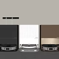 Three Colored Robotic Vacuums with Charging Dock Home Daily Electrical Appliances