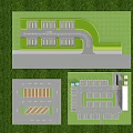 Parking Lot Design Plan With Multiple Parking Spaces Curved Driveway And Colored Sections 3d model