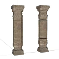 Classical Stone Columns With Carved Details Intact And Broken Design Elements 3d model