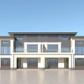 Modern Semi Detached Villa Exterior With Two Story Structure Balcony And Large Windows