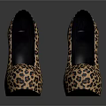 Leopard Print High Heels Fashionable Women's Shoes With Stylish Design And Black Soles