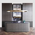 Sleek Modern Kitchen Cabinets With Wooden Texture And Round Island Design