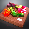 Fresh Colorful Vegetables on Wooden Cutting Board with Beets Avocado Radishes and Bell Peppers