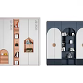 Two Tone Modern Wardrobe Designs With Mirrored Doors Open Shelves And Decorative Storage Nooks