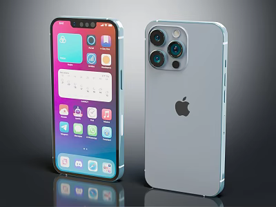 Apple iPhone Silver Body With Front Screen App Icons And Rear Triple Camera Design 3d model