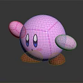 Cute Pink Plush Toy With Large Eyes Stitched Details And Red Plaid Feet