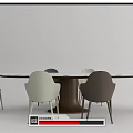 Modern Dining Table Set With Round Table And Light Dark Upholstered Chairs 3d model