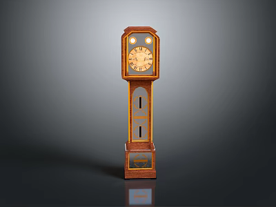 Vintage Wooden Grandfather Clock With Carved Details And Pendulum Design 3d model
