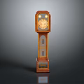 Vintage Wooden Grandfather Clock With Carved Details And Pendulum Design