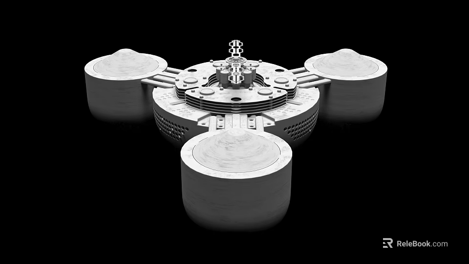 Advanced Industrial Equipment Featuring Multiple Circular Bases And Central Mechanical Components 3d model 