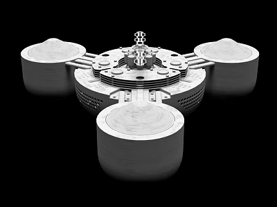 Advanced Industrial Equipment Featuring Multiple Circular Bases And Central Mechanical Components 3d model