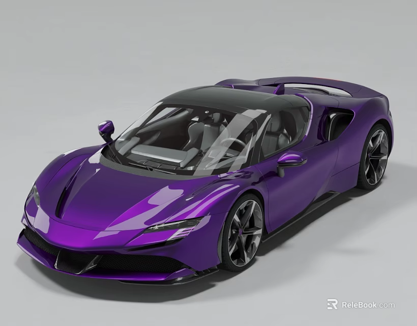 Purple Sports Car With Sleek Modern Design Black Roof And Stylish Wheels 3d model 