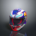 Colorful Weapon Helmet With Blue Purple Red Design Visor And Keep You Wings Logo