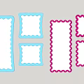 Colorful Blue And Pink Wall Mounted Mirrors With Scalloped Edges And Room Reflections