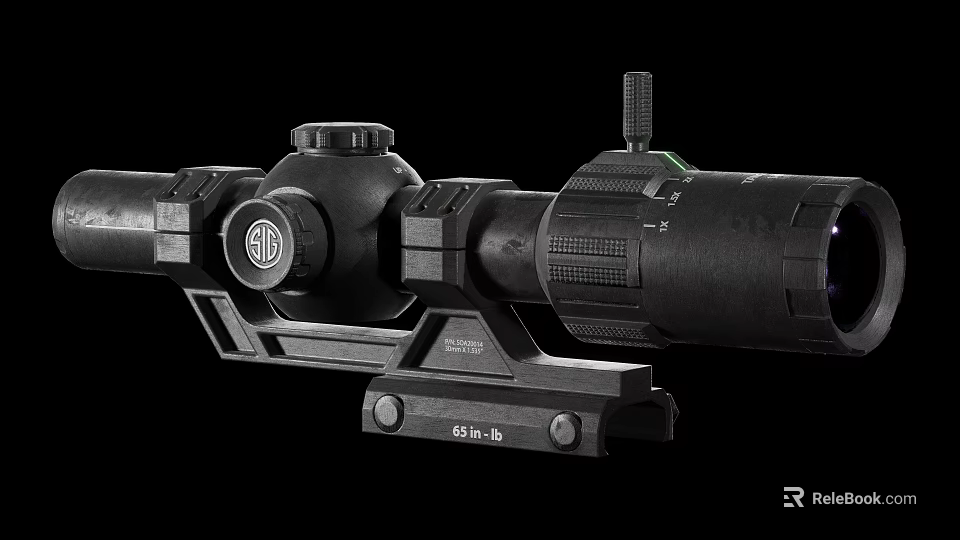 Tactical Rifle Scope With Black Design Adjustable Knobs And 6061 T6 Mount 3d model 