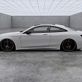 Modern White Coupe Car With Sleek Body And Black Wheels In Minimalist Indoor Space