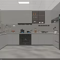 Modern Kitchen Interior With White Cabinets Built In Appliances And LED Lighting