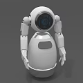 White Egg Shaped Robot Character With Round Head And Digital Display Arms 3d model