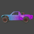 Starry Patterned Pickup Truck Featuring Blue Purple Body And Rear Spare Tire