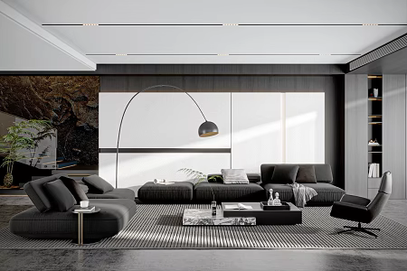 Modern Living Room Home Villa Living Room Sofa Coffee Table Combination 3d model