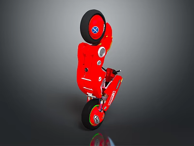Red Motorcycle With Stylish Design And Black Wheels On Dark Background 3d model