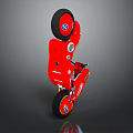 Red Motorcycle With Stylish Design And Black Wheels On Dark Background