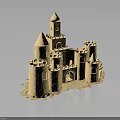 Intricate Sandcastle Architecture Featuring Multiple Towers And Smooth Sand Walls