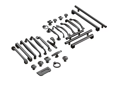 Modern Metal Door Handles With Various Pulls Knobs And Hardware For Cabinets And Doors 3d model