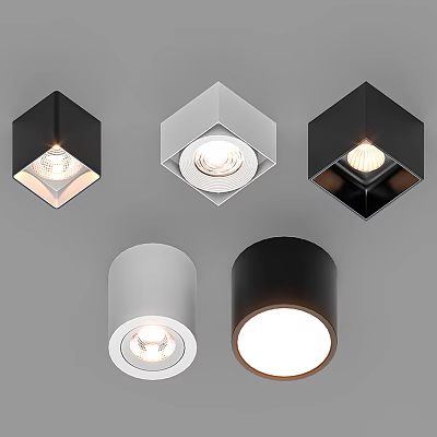 Modern Square And Round Black White Downlights Spotlights Sleek Ceiling Lighting Fixtures 3d model