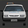 White Compact Car With Orange And White Roof Rack And NET Logo