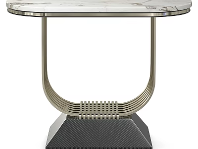 Modern Console Table With Marble Top And Curved Metal Base Design Elements 3d model