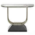 Modern Console Table With Marble Top And Curved Metal Base Design Elements