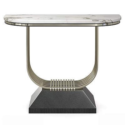 Modern Console Table With Marble Top And Curved Metal Base Design Elements 3d model