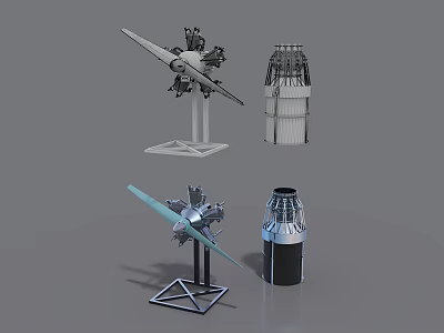 Industrial Equipment Models Featuring Metal Mechanical Parts Stand Mounted And Cylindrical Designs 3d model